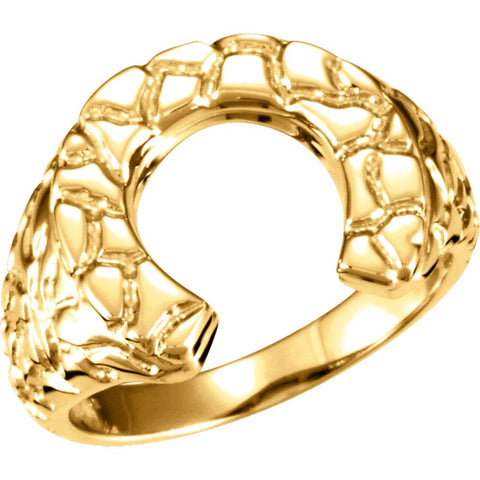 14k Yellow Gold Horseshoe Ring Mounting, Size 11