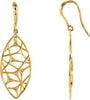 14K Yellow Gold Web Design Dangle Earrings 14K Yellow Gold Web Design Dangle Earrings