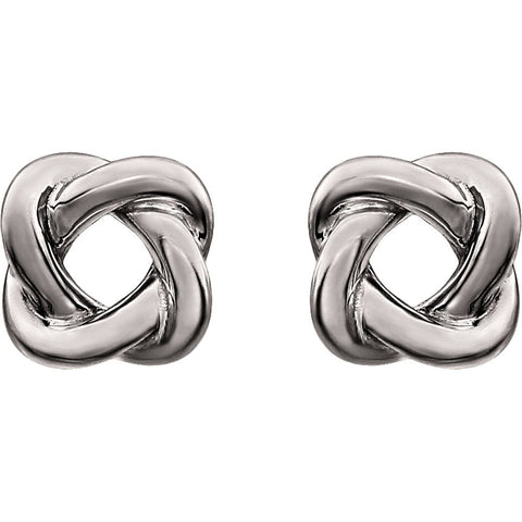 14k White Gold Knot Design Earrings