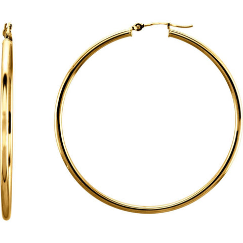 14k Yellow Gold 47mm Tube Hoop Earrings 14k Yellow Gold 47mm Tube Hoop Earrings