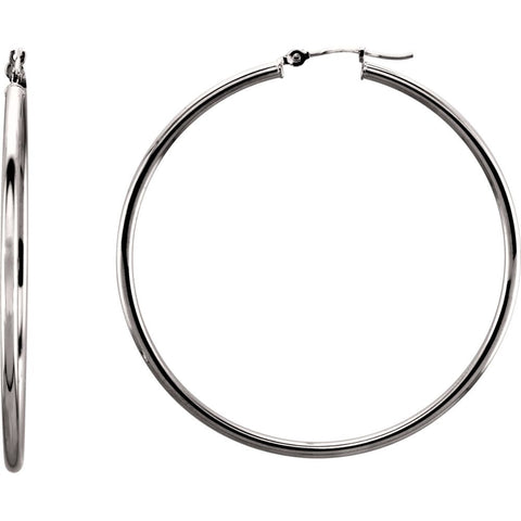 14k White Gold 47mm Tube Hoop Earrings 14k White Gold 47mm Tube Hoop Earrings