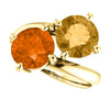 14k Yellow Gold Honey Topaz & Poppy Topaz Ring, Size 7