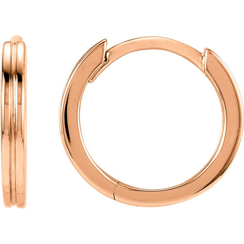 14k Rose Gold Metal Fashion Grooved Hoop Earrings