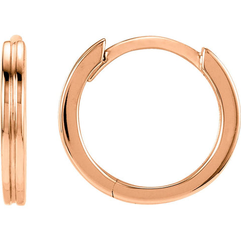 14k Rose Gold Metal Fashion Grooved Hoop Earrings 14k Rose Gold Metal Fashion Grooved Hoop Earrings
