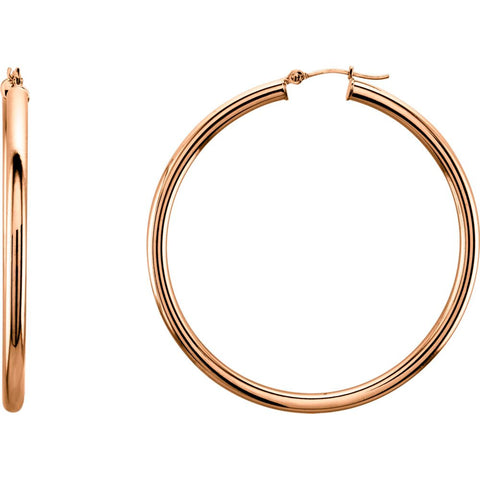14k Rose Gold 48mm Tube Hoop Earrings 14k Rose Gold 48mm Tube Hoop Earrings