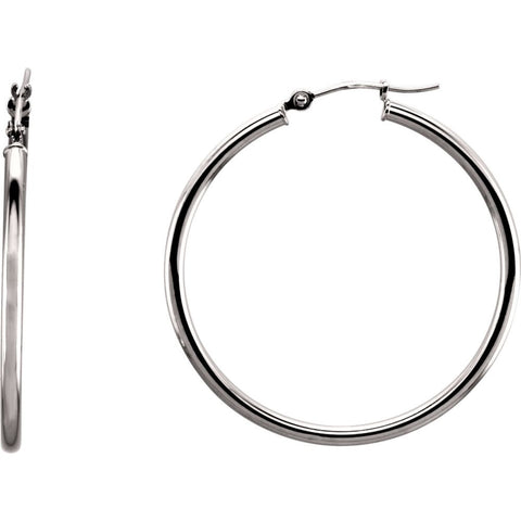 14k White Gold 34mm Tube Hoop Earrings 14k White Gold 34mm Tube Hoop Earrings