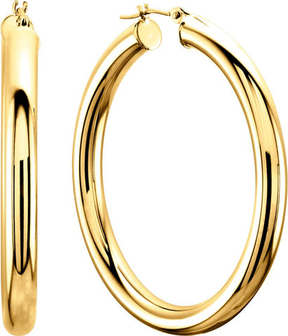 14k Yellow Gold 40mm Tube Hoop Earrings 14k Yellow Gold 40mm Tube Hoop Earrings