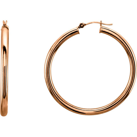 14k Rose Gold 40mm Tube Hoop Earrings 14k Rose Gold 40mm Tube Hoop Earrings