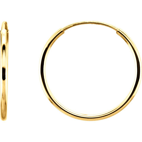 14k Yellow Gold 15mm Endless Hoop Earrings 14k Yellow Gold 15mm Endless Hoop Earrings