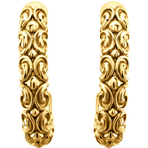 14k Yellow Gold 20x4.1mm Sculptural-Inspired Half-Hoop Earrings
