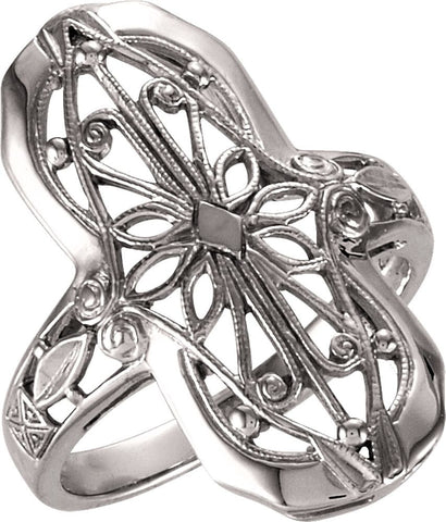 14k White Gold Filigree Ring , Size 6 14k White Gold Filigree Ring , Size 6
