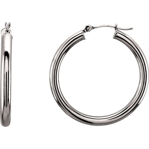 14k White Gold 30mm Tube Hoop Earrings 14k White Gold 30mm Tube Hoop Earrings
