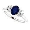 14k White Gold Blue Sapphire & 1/5 CTW Diamond Ring, Size 7