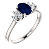 14K White Gold Blue Sapphire & 1/5 CTW Diamond Ring (Size 6)