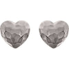 14k White Gold Hammered Heart Earrings
