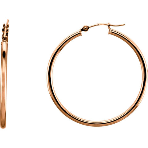 14k Rose Gold 34mm Hoop Earrings 14k Rose Gold 34mm Hoop Earrings