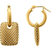 Pair of Rectangular Pierced Hoop Earring in 14k Yellow Gold