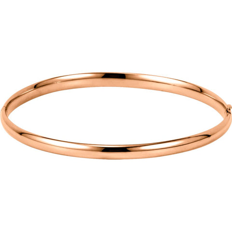 14k Rose Gold 4mm Hinged Bangle Bracelet 14k Rose Gold 4mm Hinged Bangle Bracelet