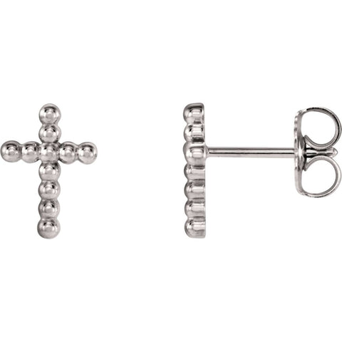14k White Gold Beaded Cross Earrings 14k White Gold Beaded Cross Earrings