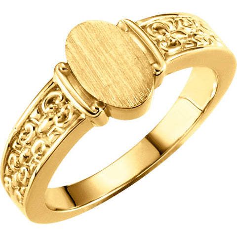 14k Yellow Gold Ladies' Signet Ring, Size 7