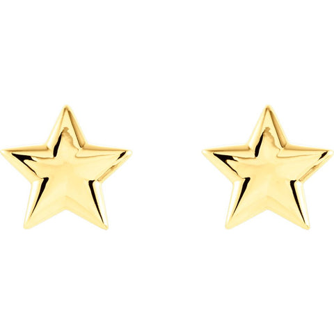 14k Yellow Gold Star Earrings