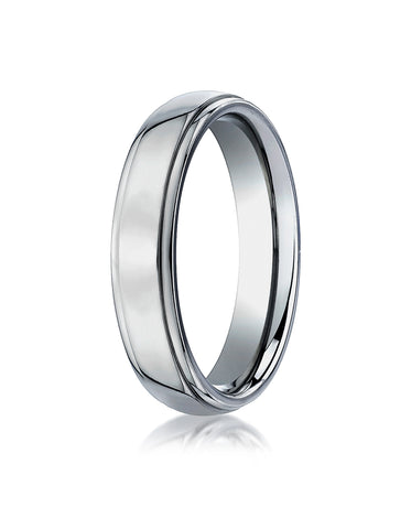 Benchmark Titanium Comfort-Fit Stepped Edge Design Wedding Band Ring, (Sizes 6 - 14)