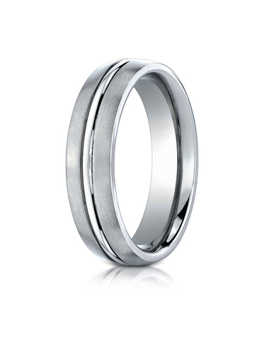 Benchmark Titanium 6mm Comfort-Fit Satin-Finished Center Concaved Cut Design Wedding Band Ring