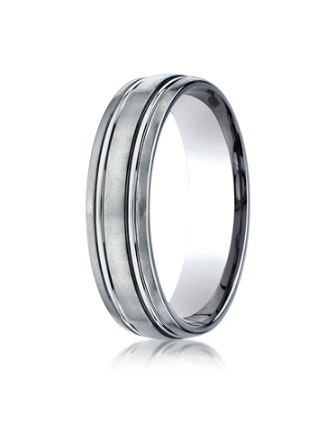 Benchmark Titanium 6mm Comfort-Fit Satin-Finished Design Wedding Band Ring, (Sizes 6 - 14)