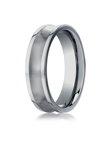 Benchmark Titanium 6mm Comfort-Fit Satin-Finished Concave Design Wedding Band Ring, (Sizes 6 - 14)