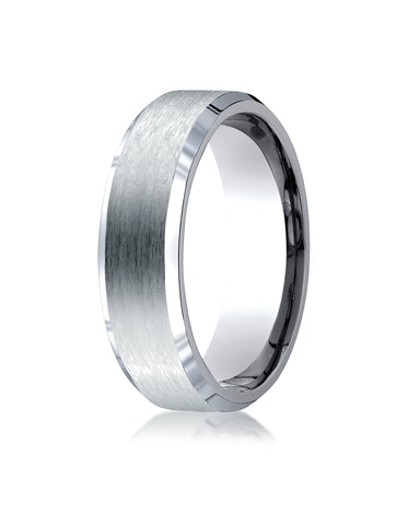 Benchmark Titanium 7mm Comfort-Fit Satin-Finished Beveled Edge Design Wedding Band Ring, (Sizes 6 - 14)