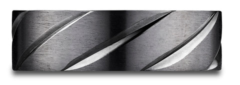 Benchmark-Black-Titanium-7mm-Comfort-Fit-Swirl-Pattern-Design-Ring--Size-6.5--CF67550BKT06.5