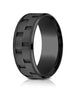 Benchmark-Black-Titanium-8mm-Comfort-Fit-Ring-with-Black-Cobalt-Link-Pattern-Center--Size-6--CF68943BKT06