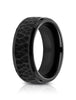 Benchmark-Black-Titanium-8mm-Comfort-Fit-Ring-with-Black-Cobalt-Hammered-Finish-Center--Size-6--CF68985BKT06