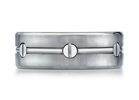 Benchmark-Titanium-8-mm-Comfort-Fit-Satin-Finished-Screw-Design-Wedding-Band-Ring--Size-6.5--CF68991T06.5