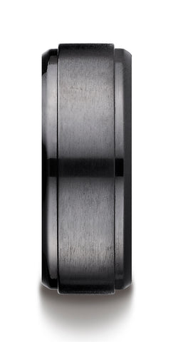 Benchmark-Black-Titanium-9-mm-Comfort-Fit-Satin-Finished-Stair-Step-Edge-Design-Wedding-Ring--Size-7--CF69486BKT07
