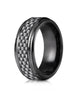 Benchmark-Black-Titanium-7mm-Comfort-Fit-Beveled-Edge-Pattern-Design-Ring--Size-6--CF69488CFBKT06