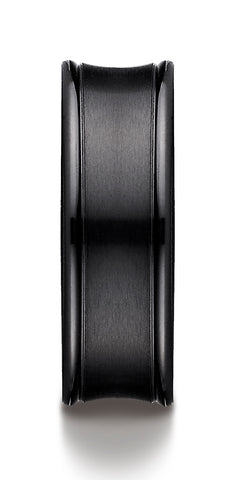 Benchmark-Black-Titanium-7.5mm-Comfort-Fit-Satin-Finished-Concave-Round-Edge-Carved-Design-Band--Size-7--RECF87500BKT07