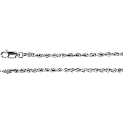 14k White Gold 2.5mm Rope 16" Chain