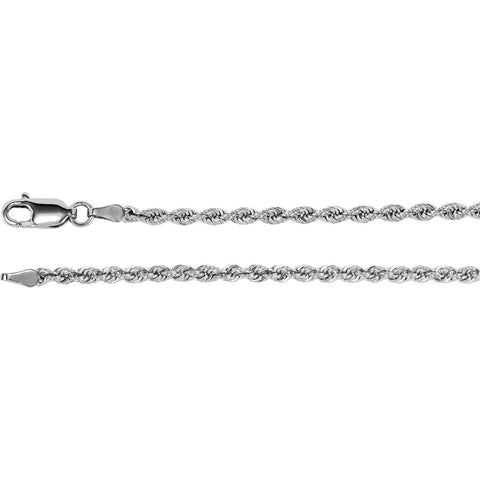14k White Gold 2.5mm Rope 16" Chain 14k White Gold 2.5mm Rope 16" Chain