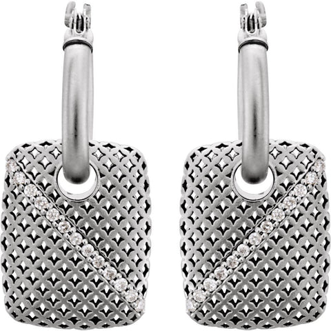 14k White Gold 1/4 CTW Diamond Pierced Style Hoop Earrings