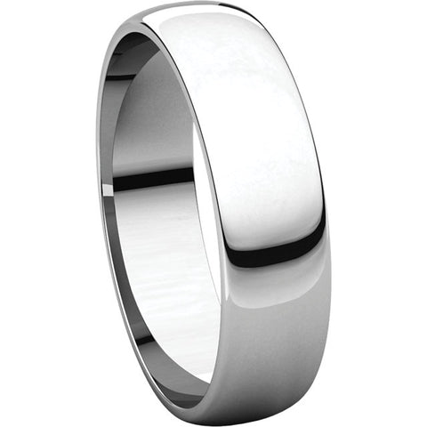 Sterling Silver 5mm Half Round Light Band, Size 7.5