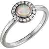 14k White Gold Opal & 1/10 ctw. Diamond Ring, Size 7