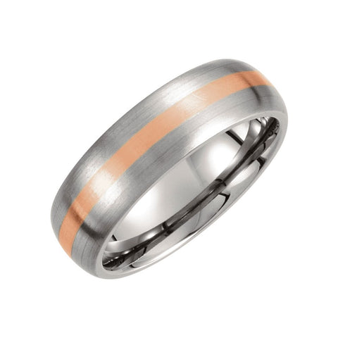 Titanium & 14K Rose Inlay 7mm Satin Finish Band Size 10.5 Titanium & 14K Rose Inlay 7mm Satin Finish Band Size 10.5