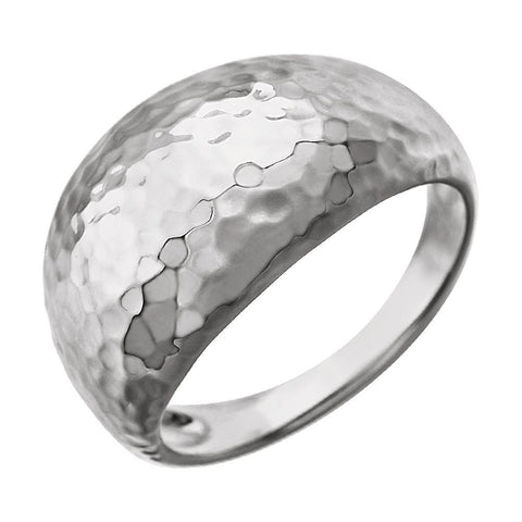 14k White Gold 12mm Hammered Dome Ring, Size 7 14k White Gold 12mm Hammered Dome Ring, Size 7