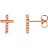 14k Rose Gold Beaded Cross Earrings 14k Rose Gold Beaded Cross Earrings