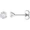 Pair of 04.00 mm = 1/2 CTTW Created Moissanite Solitaire Three Prong Round Earrings in 14k White Gold
