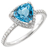 14k White Gold Swiss Blue Topaz & 1/4 ctw. Diamond Ring, Size 7