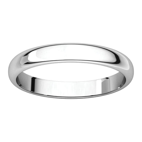 Sterling Silver 3mm Half Round Band, Size 6.5