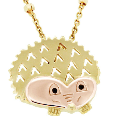 18K Yellow & Rose Vermeil Hedgehog 17" Necklace for Protection 18K Yellow & Rose Vermeil Hedgehog 17" Necklace for Protection
