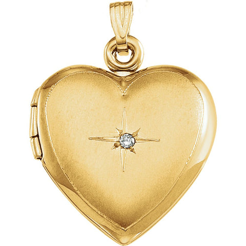14k Yellow Gold Diamond Accented Heart Locket